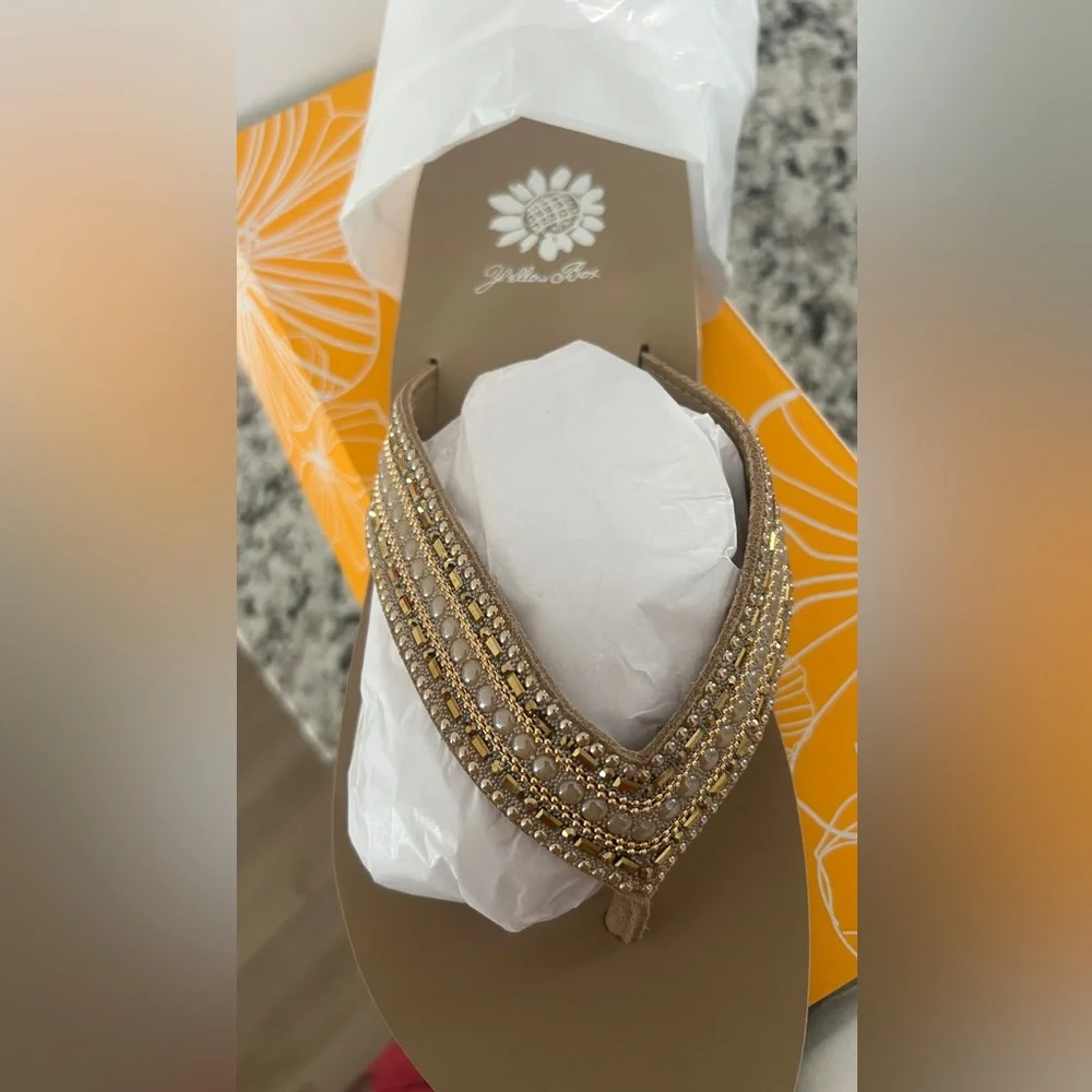 Yellow Box Latest Elegant Tan Rhinestone Women's Sandals - Picture 4 of 5